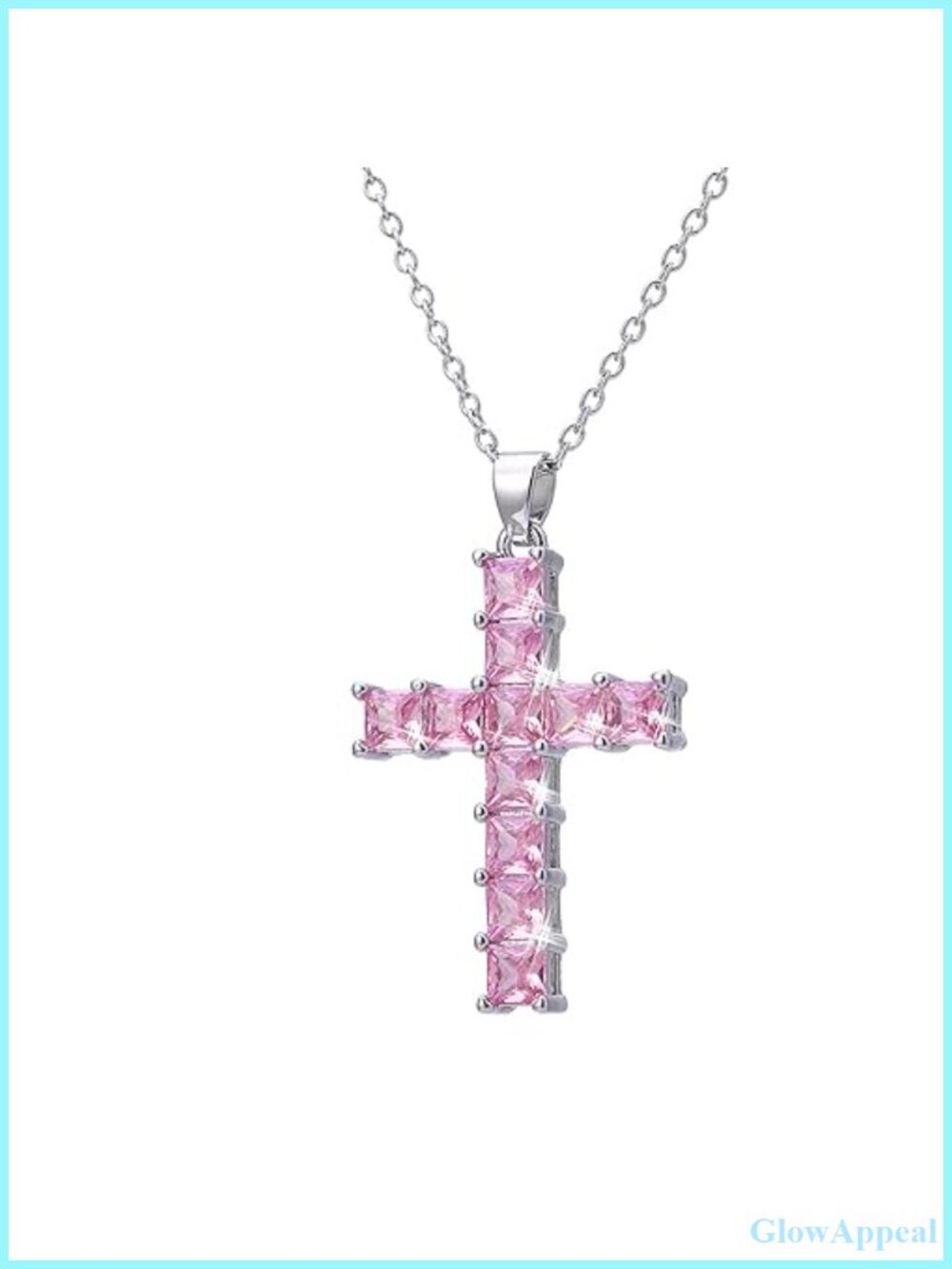 Cubic Zirconia Cross Pendant Necklace 17.7" Hypoallergenic Gift